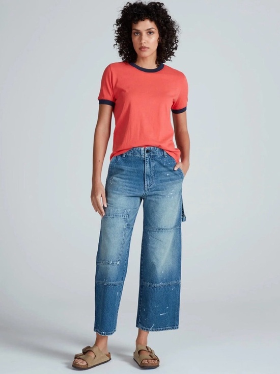 ASKK NY Denim - ASKK NY Carpenter Mammoth In Mulholland Paint Splatter Wide Leg High Rise Crop